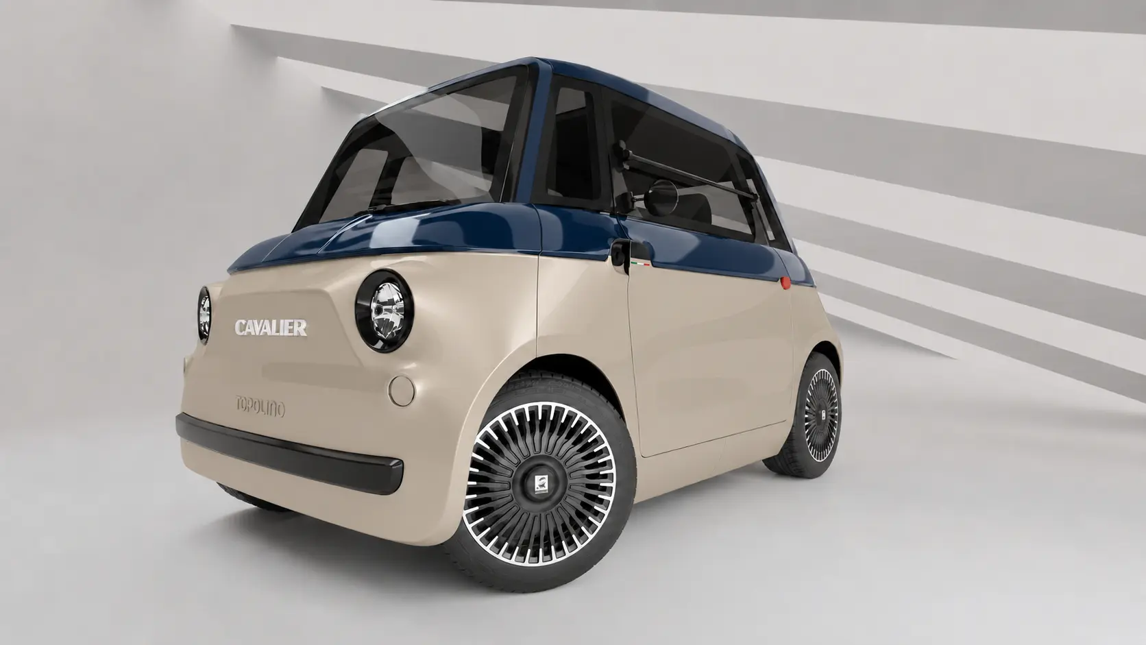 Cavalier Topolino in Lino Naturale with Blu Notturno roof