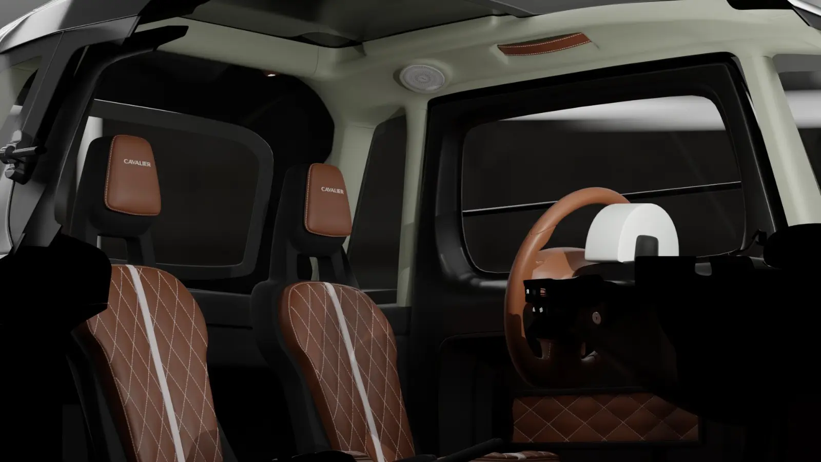 Cavalier Topolino interior: ceiling and pillars construction