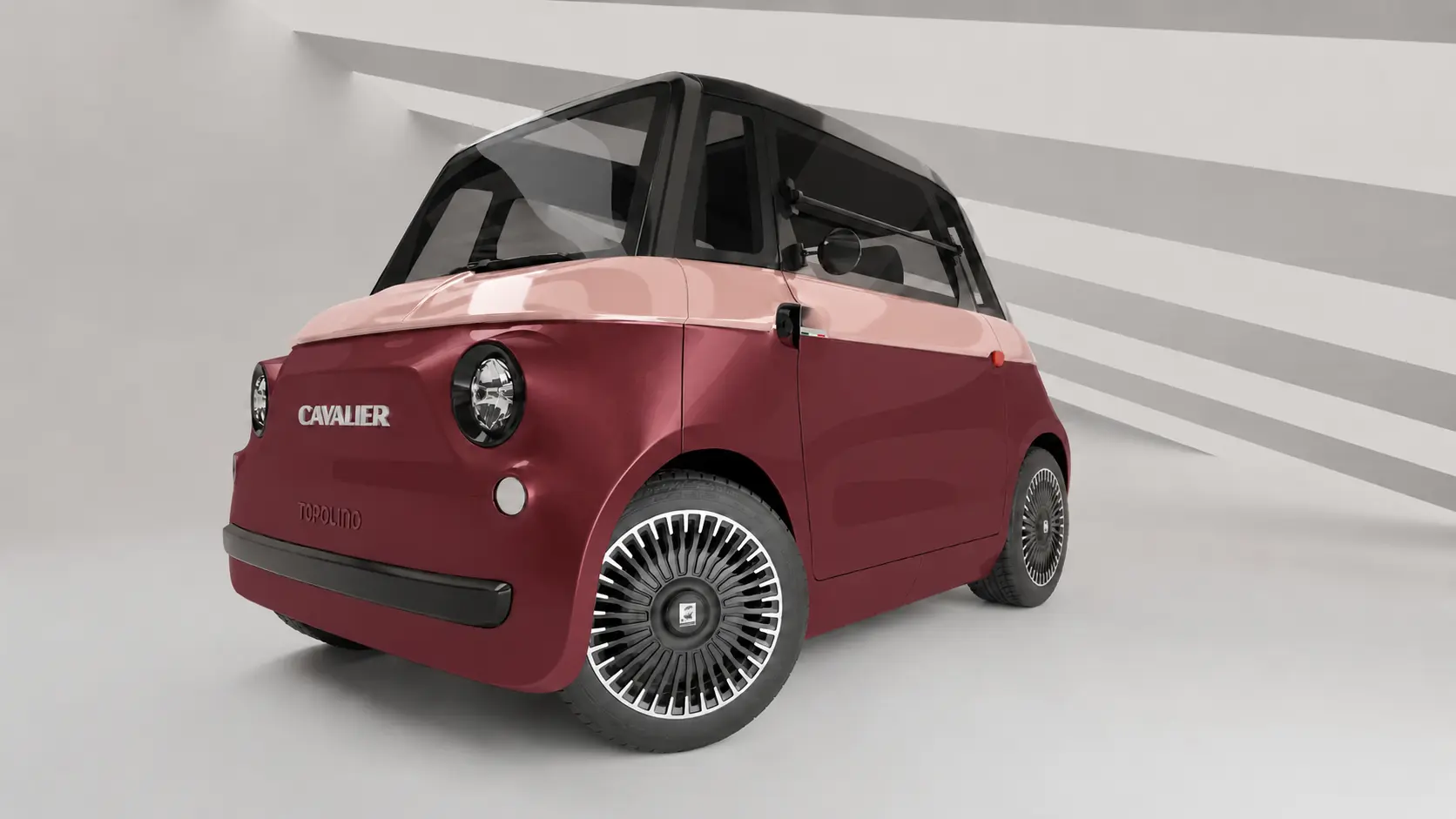 Cavalier Topolino in Rosso Amarena with Rosa Cipria roof